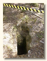 Vertical mineshaft, about 5m deep