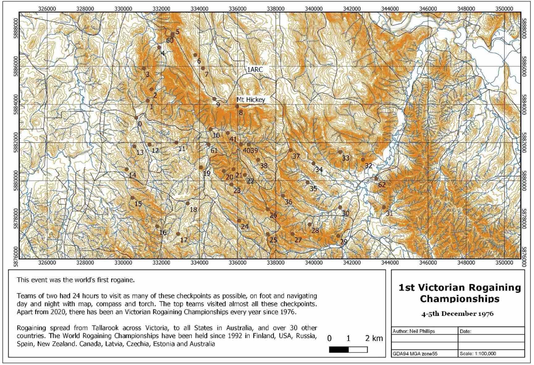 Map reproduction from the first rogaine